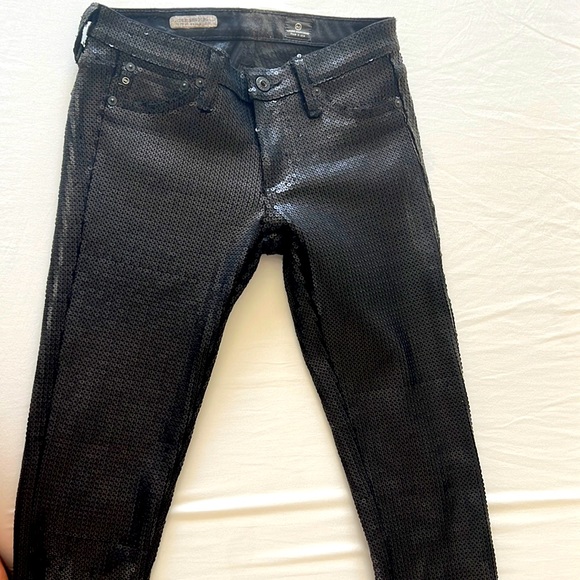 AG Black Sequined Jeans Size 26R. In good condition. No holes, no tears - Picture 1 of 5